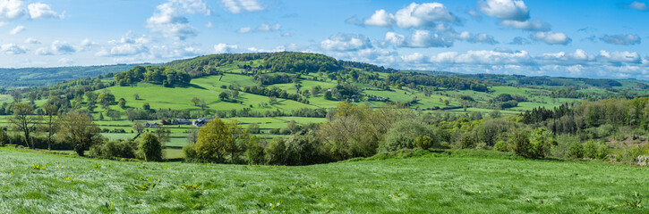 Fototapeta na wymiar Wye Valley In Derbyshire , Looking south towards Stanton Moor
