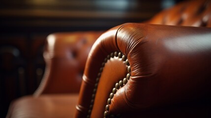 home interior design element close up detail of button leather sofa texture, image ai generate