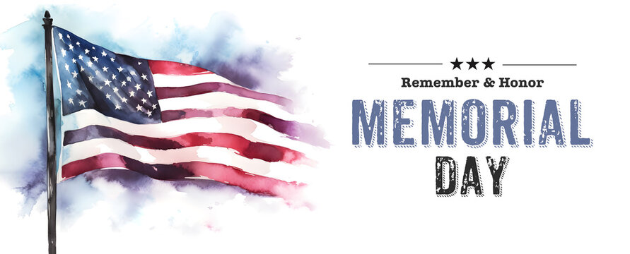 American flag illustration. Memorial day or Veterans day concept with text. Background illustration. Generative AI.