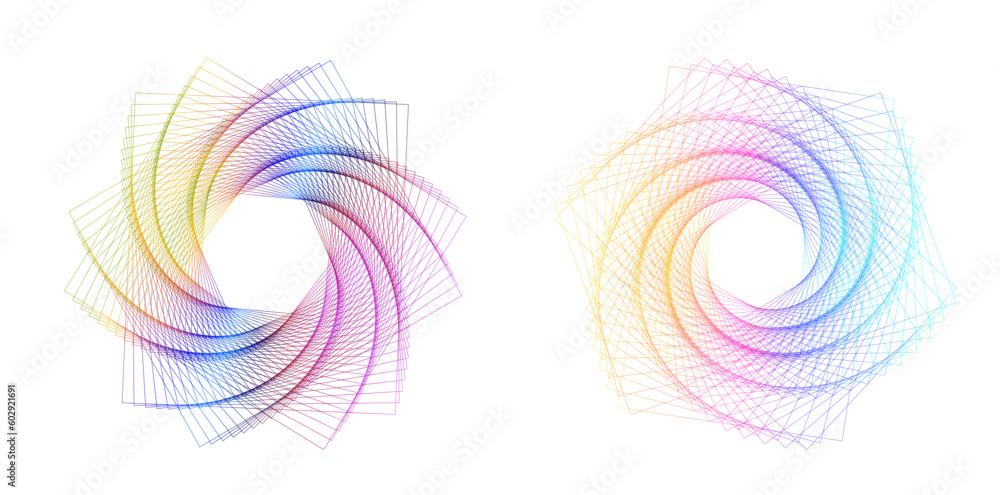 Poster set design element circle. isolated bold vector colors golden ring from. abstract glow wavy stripes 