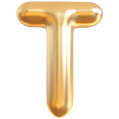 Alphabet Letter T Golden 3d font
