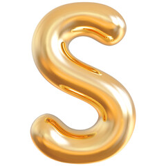 Alphabet Letter S Golden 3d font