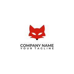 Red Fox logo simple minimalist design, vector modern animal logo