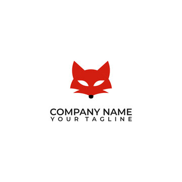 Red Fox logo simple minimalist design, vector modern animal logo