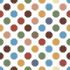 Abstract seamless pattern of multi-colored polyhedra, geometric print
