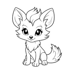 Children's Coloring Book Cute Fox 