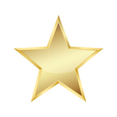 Realistic golden star on white background. Golden emblem of victory. Symbol of best and winner.Vector illustration