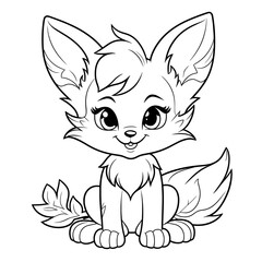 Children's Coloring Book Cute Fox 