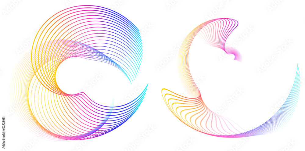 Poster set design element circle. isolated bold vector colors golden ring from. abstract glow wavy stripes 