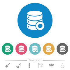 Database messages flat round icons