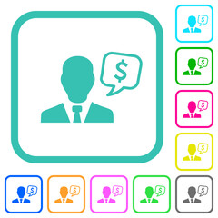 Dollar financial advisor vivid colored flat icons