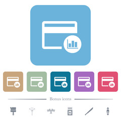 Credit card transaction reports flat icons on color rounded square backgrounds