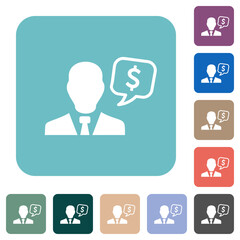 Dollar financial advisor rounded square flat icons
