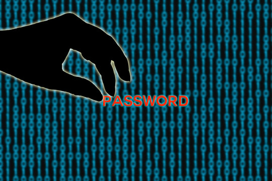 hand picking a password, hacking and stealing credentials online