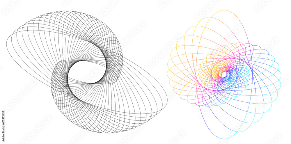Poster set design element circle. isolated bold vector colors golden ring from. abstract glow wavy stripes 