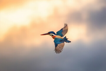 Obraz premium Javan kingfisher flying on background