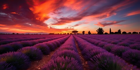 Fototapeta na wymiar AI Generated. AI Generative. Photo realistic illustration of pink romantic farm lavendar field landscape. Graphic Art
