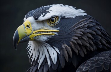 Side pose of  Bald eagle. Close-up portrait of an American bald eagle. Generative Ai