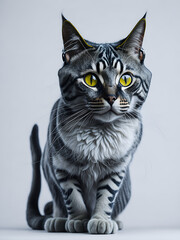 Beautiful fabulous cat on a clean background. Home pet. Petfluencers