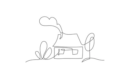 House in continuous line art drawing style vector illustration