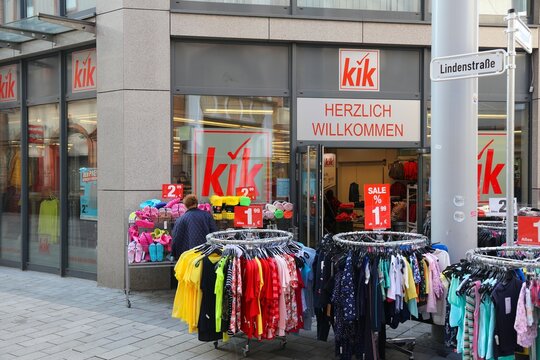 WUPPERTAL, GERMANY - SEPTEMBER 19, 2020: Kik brand discount clothes shop in Wuppertal, Germany. Kik is a large German retail group present in multiple countries.