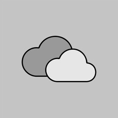 Two clouds vector flat icon. Weather sign