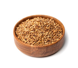 Raw Buckwheat Pile Isolated, Dry Buck Wheat Grains, Russian Kasha Heap, Uncooked Buckwheat Cut Out