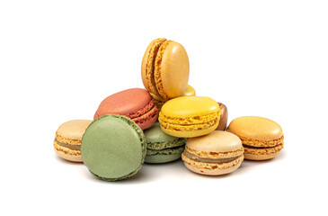 Macaron Cake Isolated, Macaroon Cookie, Almond Meringue, Sweet Macaroons, Colorful French Dessert