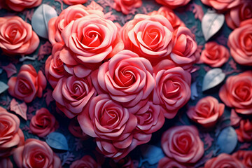 Arrange the hearts in the shape of roses - AI created