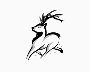happy run deer elk art design template illustration inspiration
