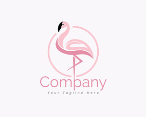 abstract stand flamingo background line circle logo template illustration inspiration © ShiipArts
