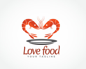 prawn shrimp jump at dish sea food logo icon symbol design template illustration inspiration