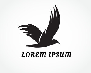 elegant flying freedom silhouette raven bird logo symbol design template illustration inspiration