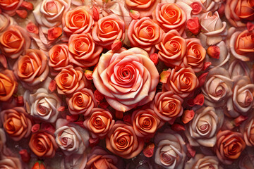 Arrange the hearts in the shape of roses - AI created