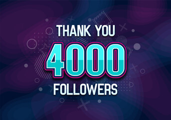 4000 followers. Poster for social network and followers. Vector template for your design.