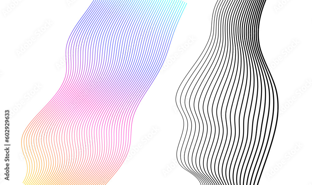 Poster set abstract lines colors design element on white background of waves. vector illustration eps 10 fo