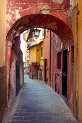 Fototapeta na wymiar Street of old town in Portofino, Italy