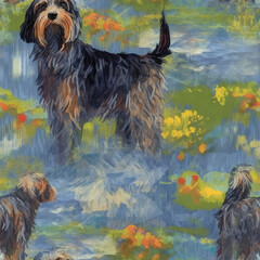 Impressionism dogs repeat pattern - colorful pastel colors, abstract art  