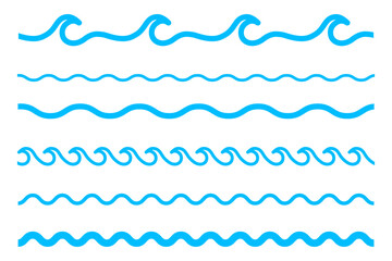 Wave icon set. Collection of Water line symbol. Vector illustration