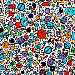 Abstract modern contemporary doodles seamless repeat pattern [Generative AI]
