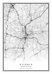 Atlanta Map Wall Art | Atlanta United States Map Art, Map Wall Art, Digital Map Art