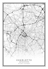 Charlotte Map Wall Art | Charlotte United States Map Art, Map Wall Art, Digital Map Art