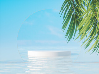 Fototapeta na wymiar Tropical summer scene with a podium for product display. 3d rendering.
