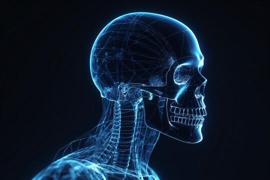 X-ray of human skull, Generative Ai