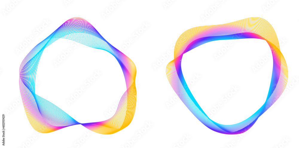 Poster set design element circle. isolated bold vector colors golden ring from. abstract glow wavy stripes 