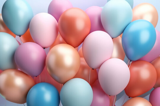 Closed up colorful balloons by generative AI.