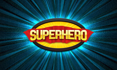 Superhero logo on bright background. Vector illustration.