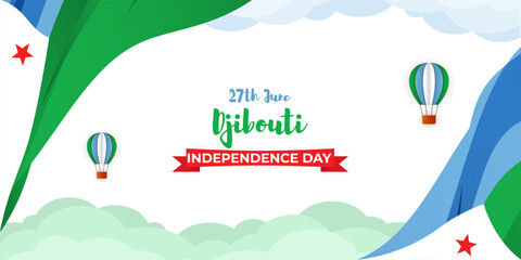 Vector illustration of Happy Djibouti Independence Day social media story feed mockup template