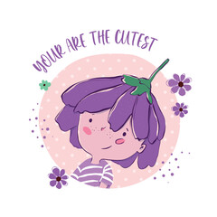 Cute little girl vector drawing. Line ink style, perfect for the girls oriented designs.