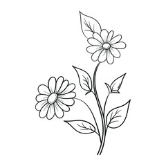Hand Drawing Flower Outline Vector Illustration 